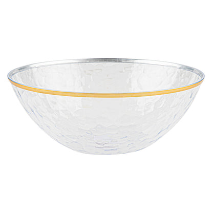 Hammered Salad Bowl 112oz Clear/Gold Rim
