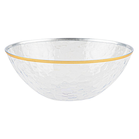 Hammered Salad Bowl 112oz Clear/Gold Rim