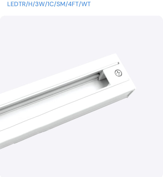 Luxrite LR43804 4' SURFACE MOUNT H-TYPE SINGLE CIRCUIT 3-WIRE TRACK - WHITE FINISH