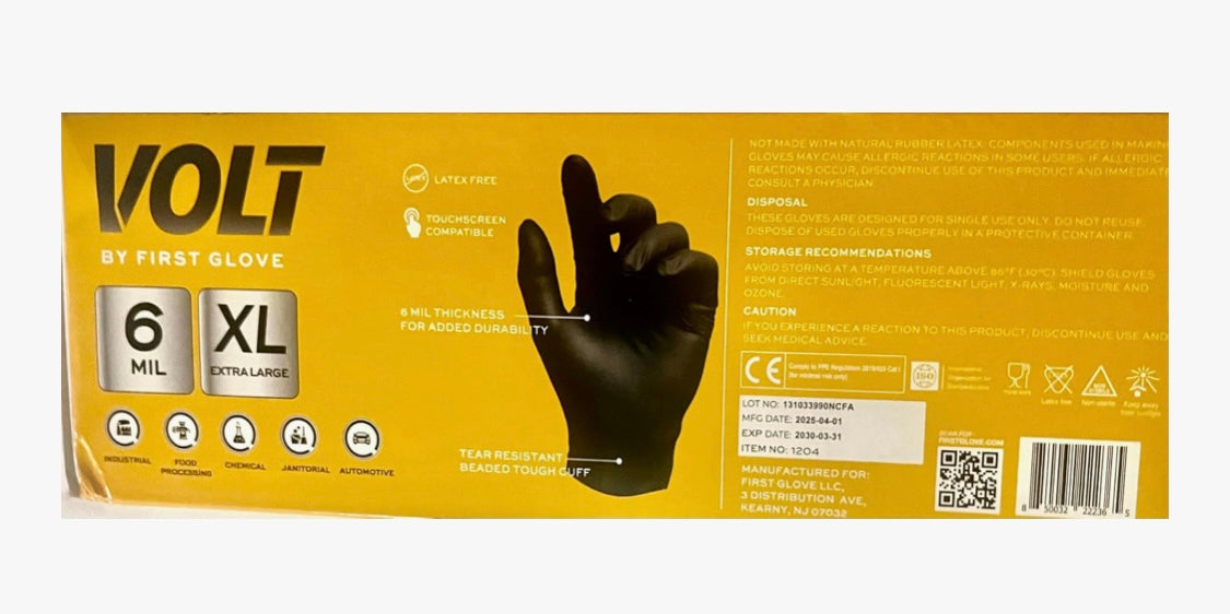 Black Nitrile Gloves [100 Count] XL 6 Mil, HEAVY DUTY Disposable Gloves for Food Prep, Cooking, Tattoo, Cleaning Latex-Free, Powder-Free, Textured,Mechanic trusted Fingertips texture