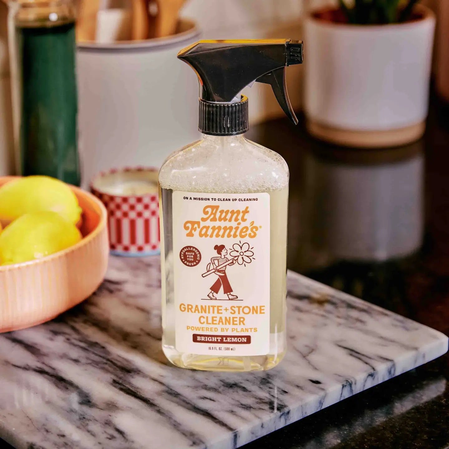AUNT FANNIES granite plus stone cleaner, bright lemon ￼￼