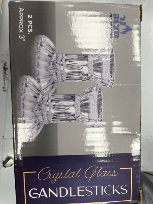 3" Candlestick Set Glass