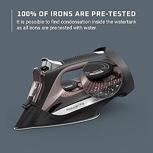 Rowenta Access Stainless Steel Soleplate Steam Iron with Retractable Cord, Powerful Steam Diffusion, Auto-Off and Anti-Drip, 1725 Watts, Black Clothes Iron, DW2459