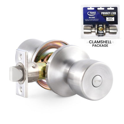 Privacy Knob - Tulip Style - Stainless Steel Finish US32D - 6 in 1 Drive - In Latch - Mobile Home