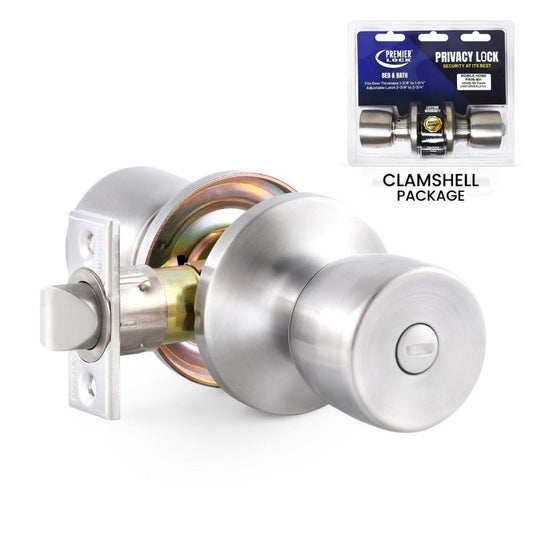 Privacy Knob - Tulip Style - Stainless Steel Finish US32D - 6 in 1 Drive - In Latch - Mobile Home