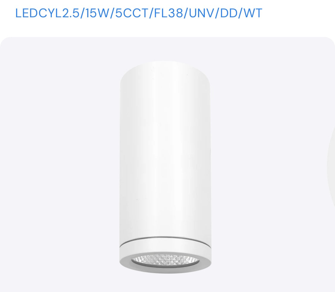 Luxrite LR43720 2.5" CYLINDER SYSTEM - 5 CCT SELECTABLE DUAL DIMMING/UNIVERSAL VOLTAGE