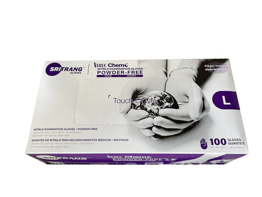SriTrang Nitrile Exam Medical Gloves, Disposable Powder-Free 5 MIL Large - 100 count