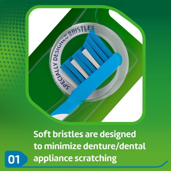 Polident Dental Appliance and Denture Brush, 1 Count