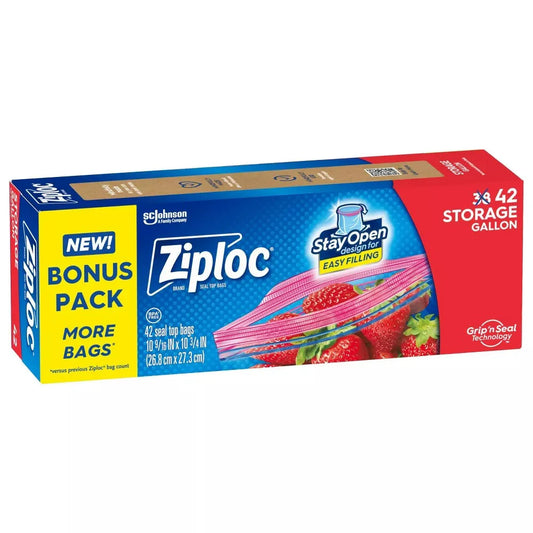 Ziploc Stay Open Storage Bag Gallon - 42ct