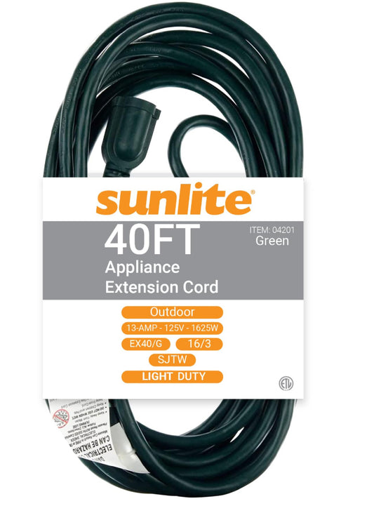 Outdoor extension cord, heavy duty 40 Feet green