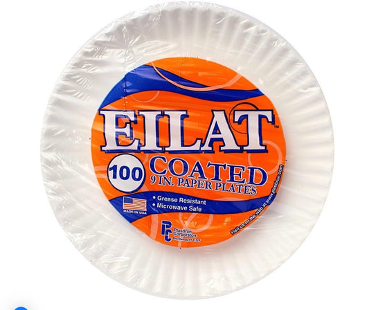 EILAT Paper plates Coated 9" 100 Count