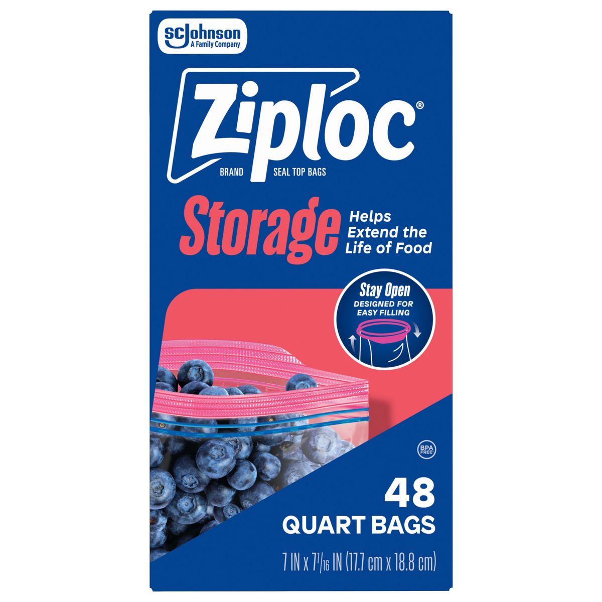 Ziploc Storage quart bags 48 count