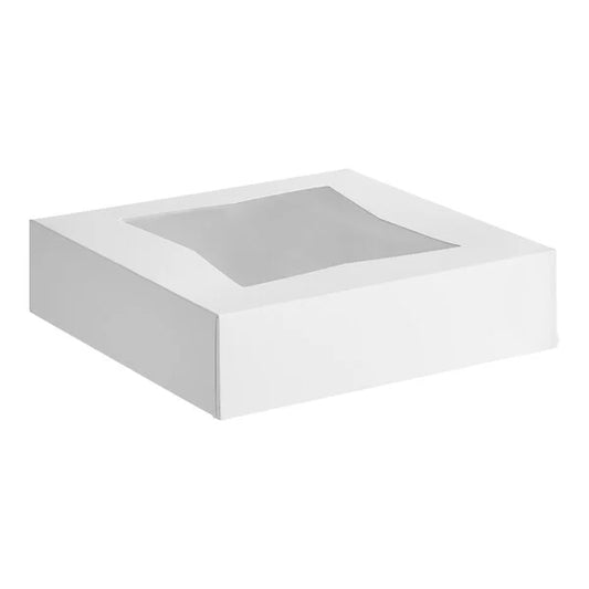 Baker's Lane 10" x 10" x 2 1/2" White Customizable Auto-Popup Window Pie / Bakery Box