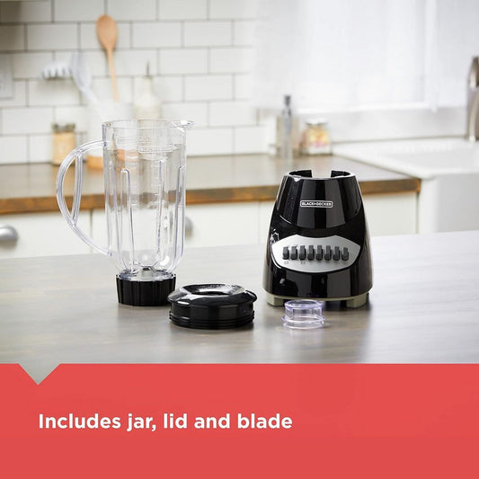 BLACK+DECKER 10-Speed Countertop Blender, BL2010BP, 6-Cup Plastic Jar, Dishwasher-Safe, Stainless Steel, Suction Feet