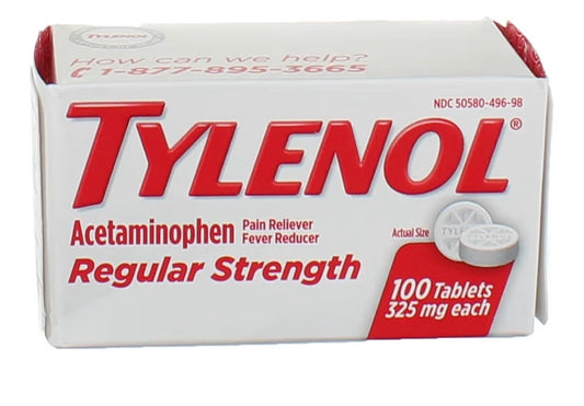Tylenol Reg Strngth 100'S Size 100ct Tylenol 325 Mg Regular Strength Pain Reliever