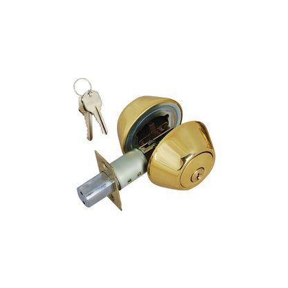 Solid Brass Deadbolt Door Lock - Double Cylinder - With 2 KW1 Keys-Carded