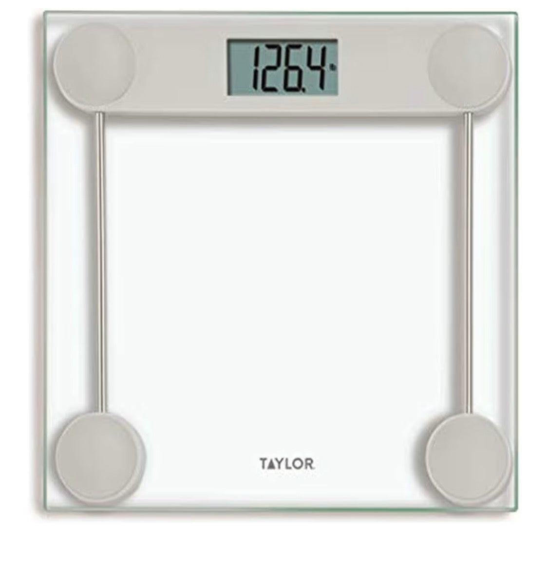 Taylor Digital Scale for Body Weight, Highly Accurate Digital Bathroom Scale Large Backlight LCD Readout Display, 330 Pounds Capacity, Clear Glass Platform with Stainless Steel Accents