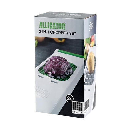 ALLIGATOR TWO IN ONE CHOPPER SET WITH DUAL GRIDS 6X6MM AND 12X12MM BPA FREE KITCHEN CHOPPER AND CHIPPER