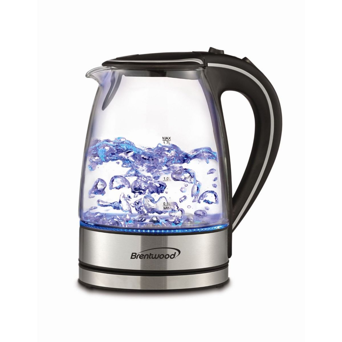 Brentwood 1.7L Tempered Glass Electric Tea Kettle in Black