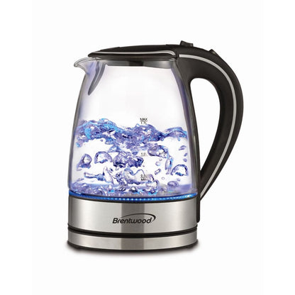 Brentwood 1.7L Tempered Glass Electric Tea Kettle in Black