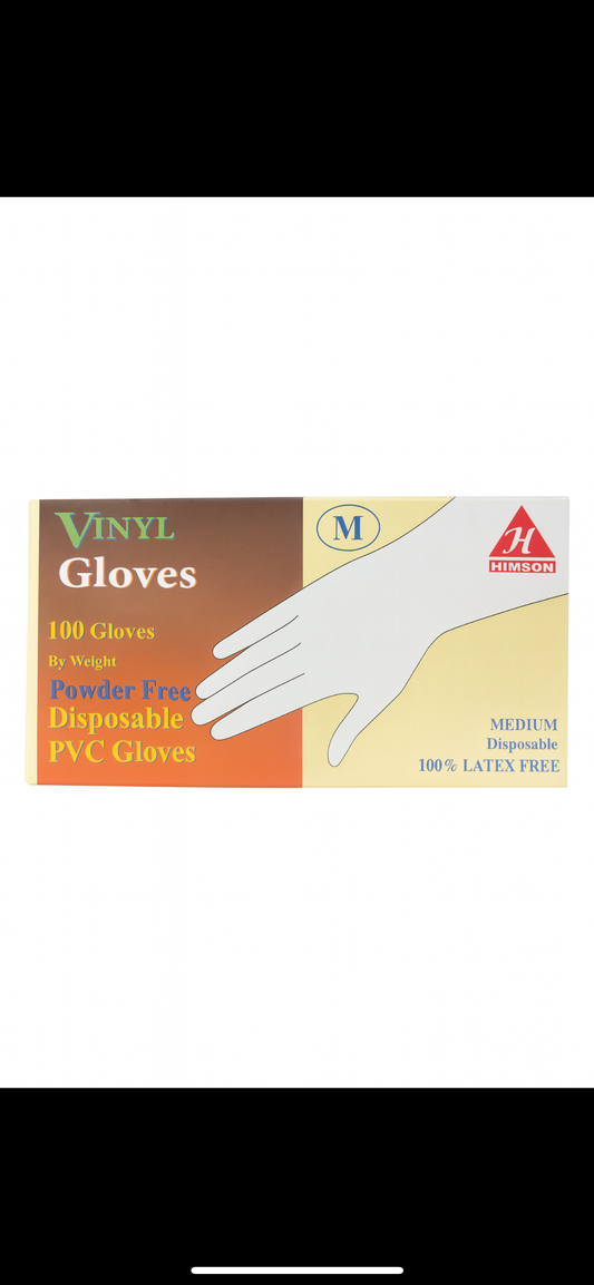Vinyl gloves size medium 100 pack