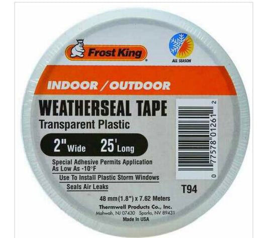 WEATHERSTRIP TAPE-CLEAR- 2″x 25 FT