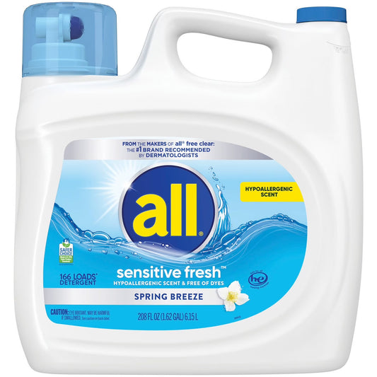 all Liquid Laundry Detergent, Sensitive Fresh, 208 Ounce, 166 Loads