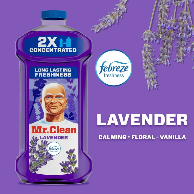 Mr. Clean 2X Concentrated Floor Cleaner, All Purpose Cleaner, Mop Soap, Lavender, 41 fl oz