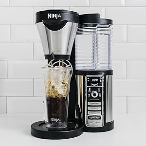 Ninja Coffee Maker for Hot/Iced Coffee with 4 Brew Sizes, Programmable Auto-iQ, Milk Frother, 43oz Stainless Carafe, Tumbler and 100 Recipes (CF085Z)