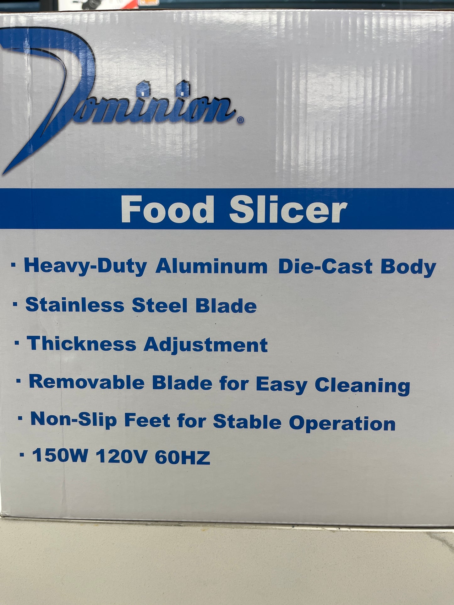Electric food, slicer, stainless steel blade