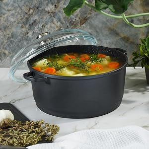 BergHOFF EuroCAST Cast Aluminum Nonstick 11" Stockpot 7qt., Glass Lid