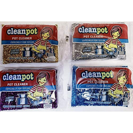 Clean pot purple gold, silver red sponges