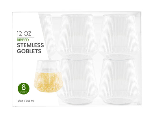 Ribbed Stemless Goblets 12 oz