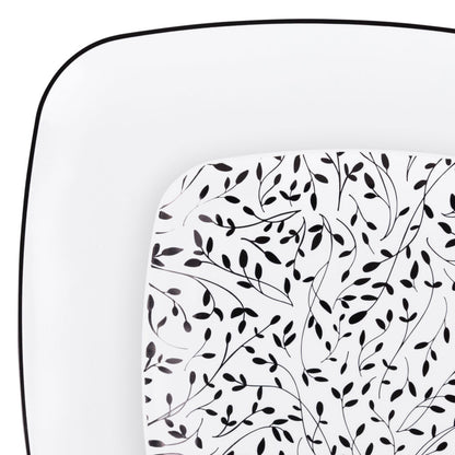Leaf Square Organic Combo Plates 7.25″ & 10″ Black/White (32 Count)