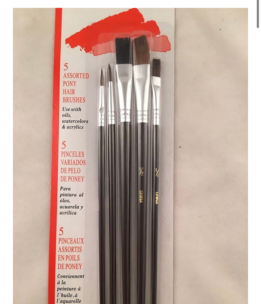 Artist 5 assorted pony hair brushes