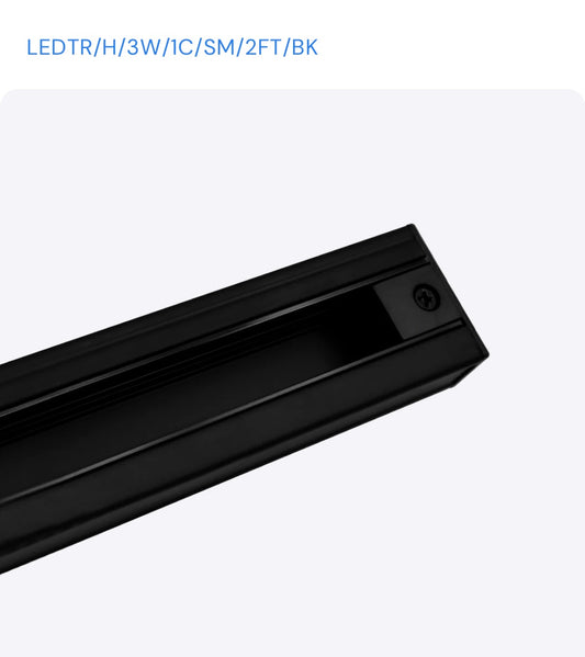 Luxrite LR 43800 2' SURFACE MOUNT H-TYPE SINGLE CIRCUIT 3-WIRE TRACK - BLACK FINISH