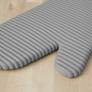KITCHENAID Ribbed Soft Silicone Oven Mitt 2-Pack Set, 7.5"x13", Grey