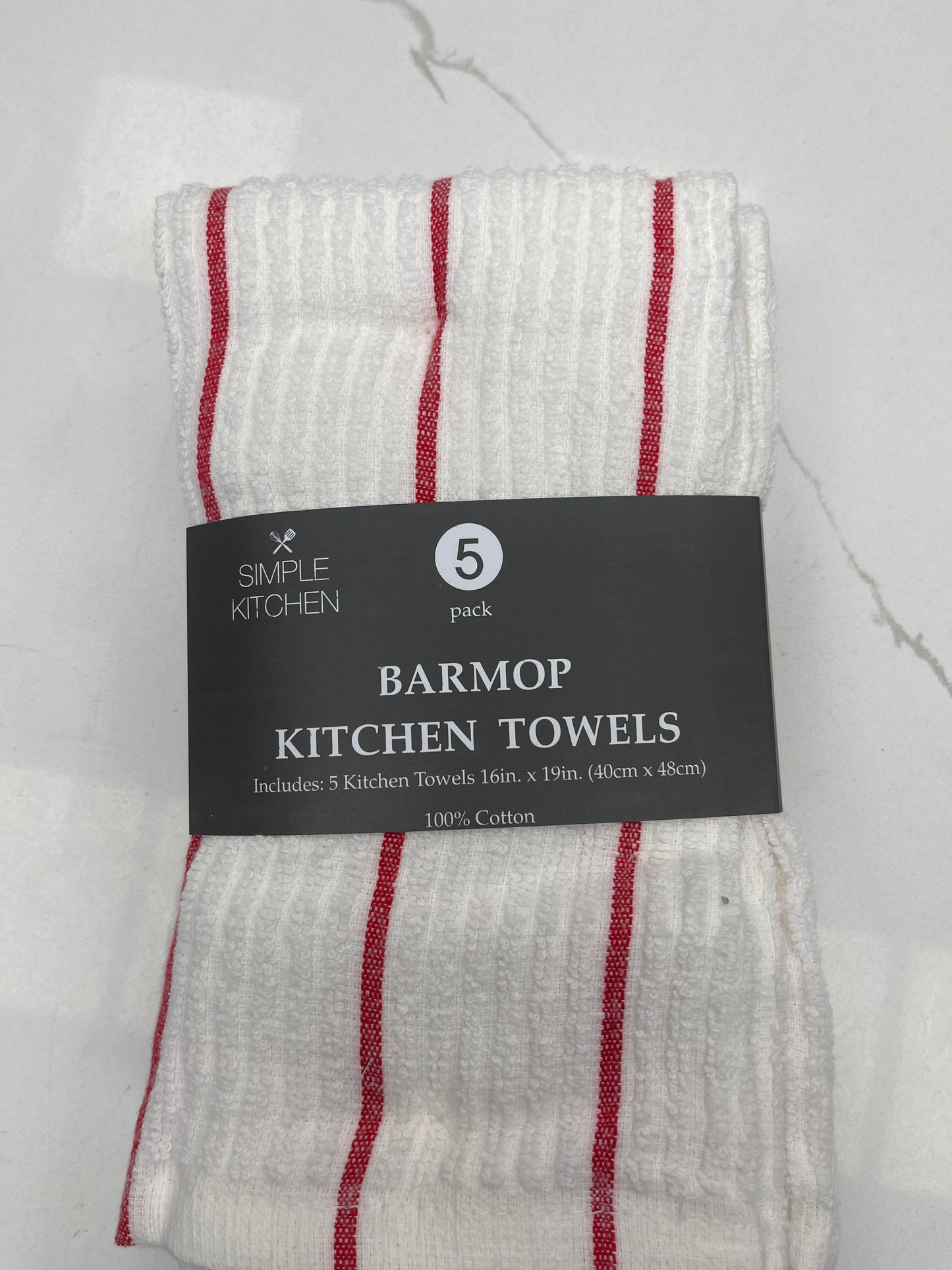 5 pack Barmop kitchen towels 16” x 19”
