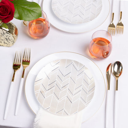 Chevron Organic Gold/Black Combo 7.5″ & 10″ Plates (32 Count)