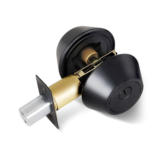 Matte Black-US19 Deadbolt Door Lock - Double Cylinder - With 2 KW1 Keys-Carded