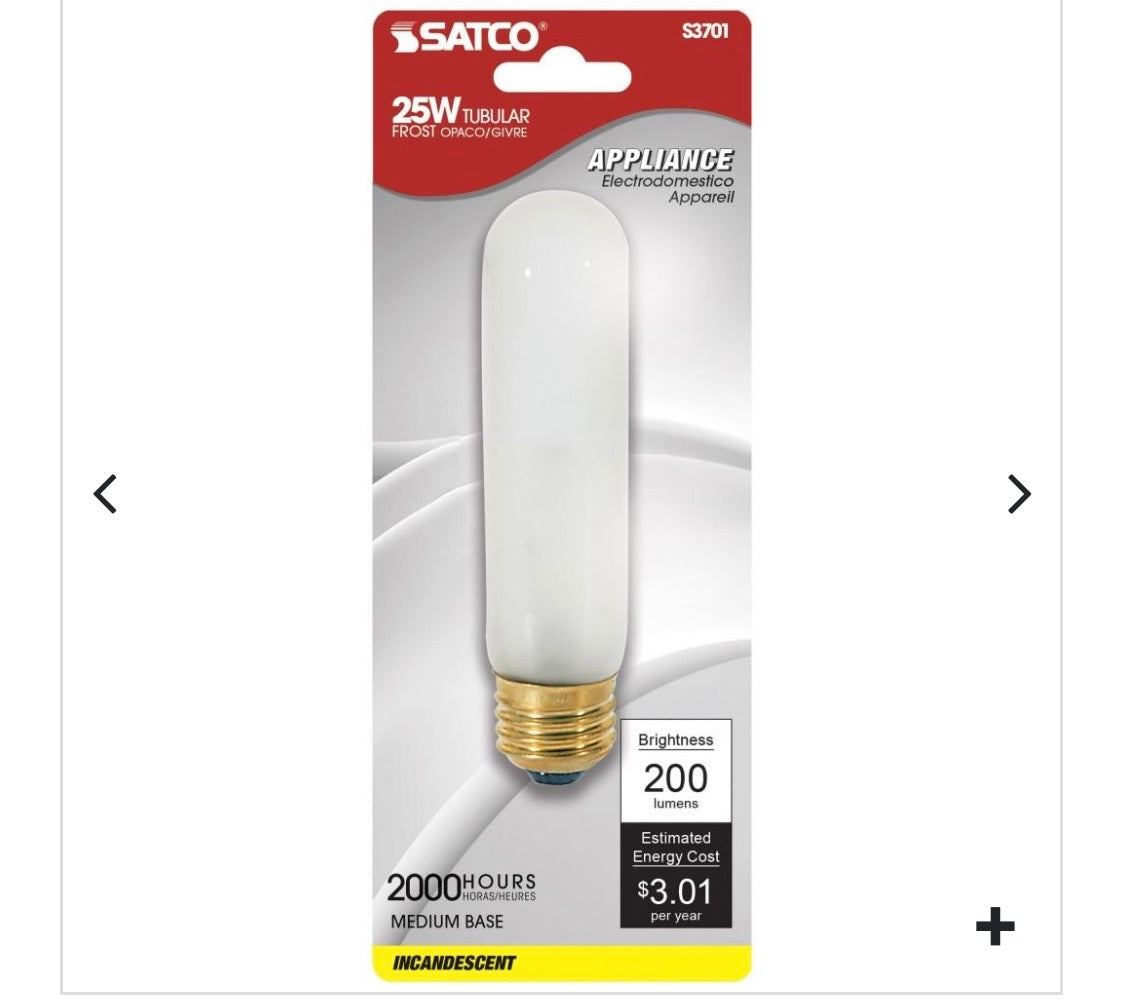T10 TUBULAR-MED BASE-CD/1-FROS 25 watt