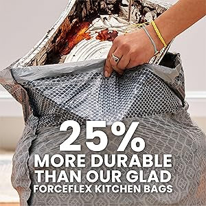 Glad ForceFlex MaxStrength Kitchen Trash Bags, 20 Gal, Fresh Clean Febreze, 80 Ct