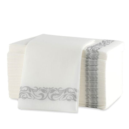 Linen Napkins Silver Border 50 count