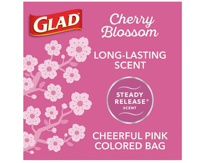 Glad OdorShield Medium Trash Bags, 8 Gal, Febreze Cherry Blossom, 26 Ct (Package May Vary)