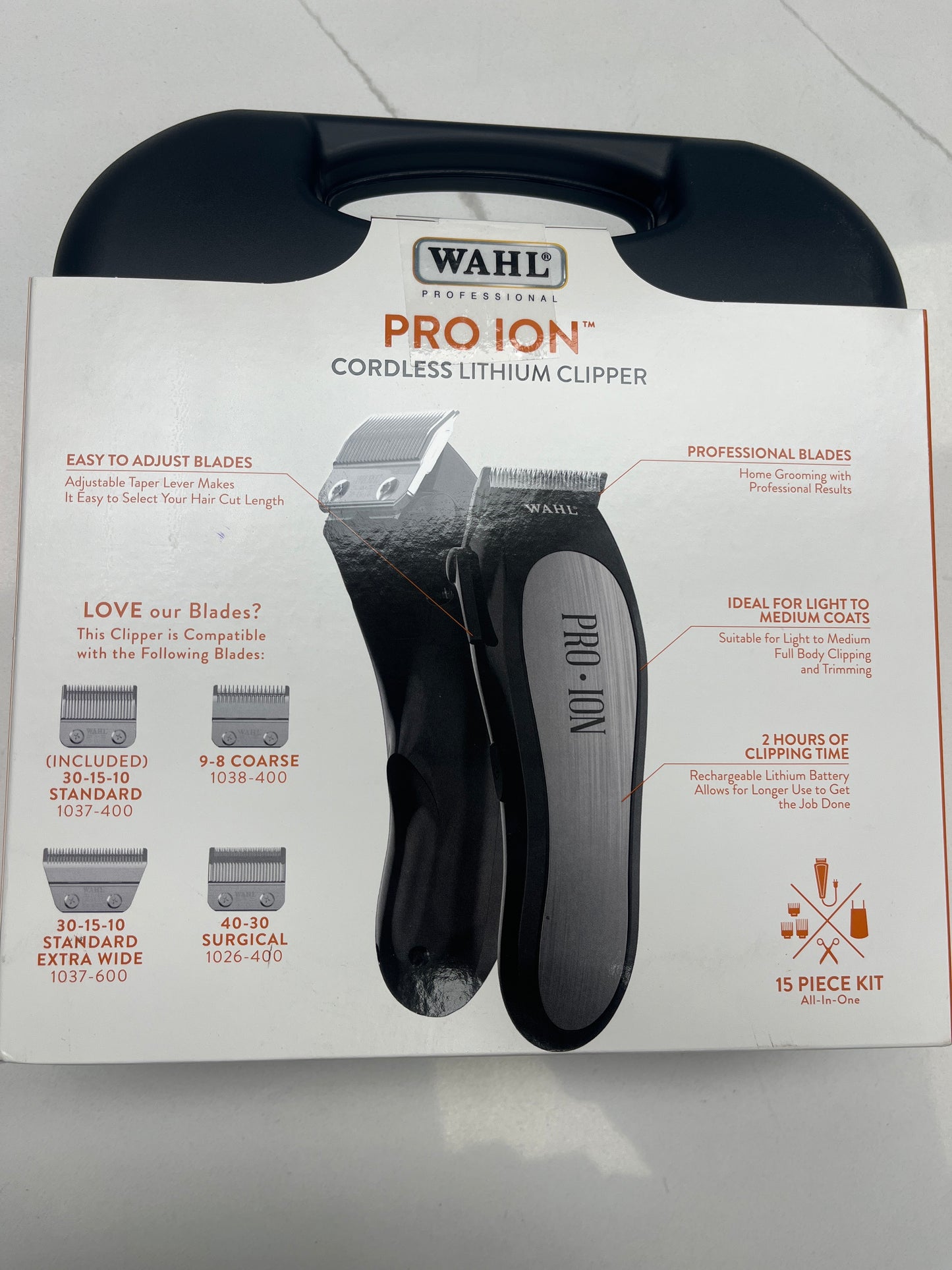 WAHL adjustable blade set of three cordless lithium clipper