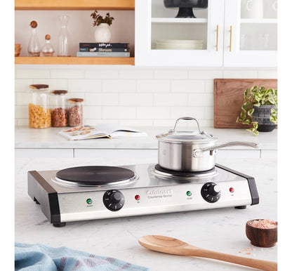 Cuisinart cast-iron Double Burner stainless steel ￼