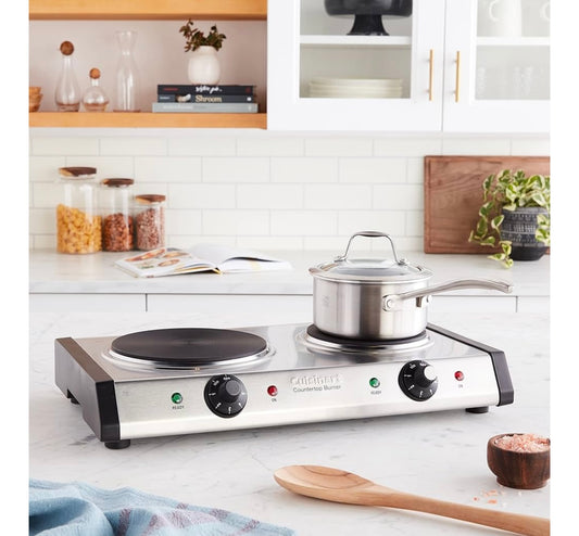 Cuisinart cast-iron Double Burner stainless steel ￼