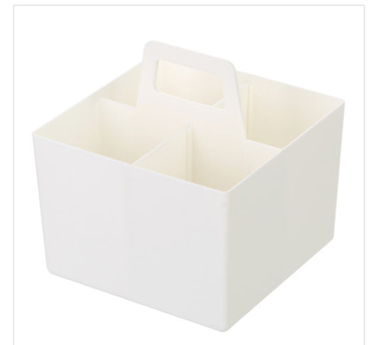 4-compartment square caddy with two piece removable divider 6 x 6 ￼