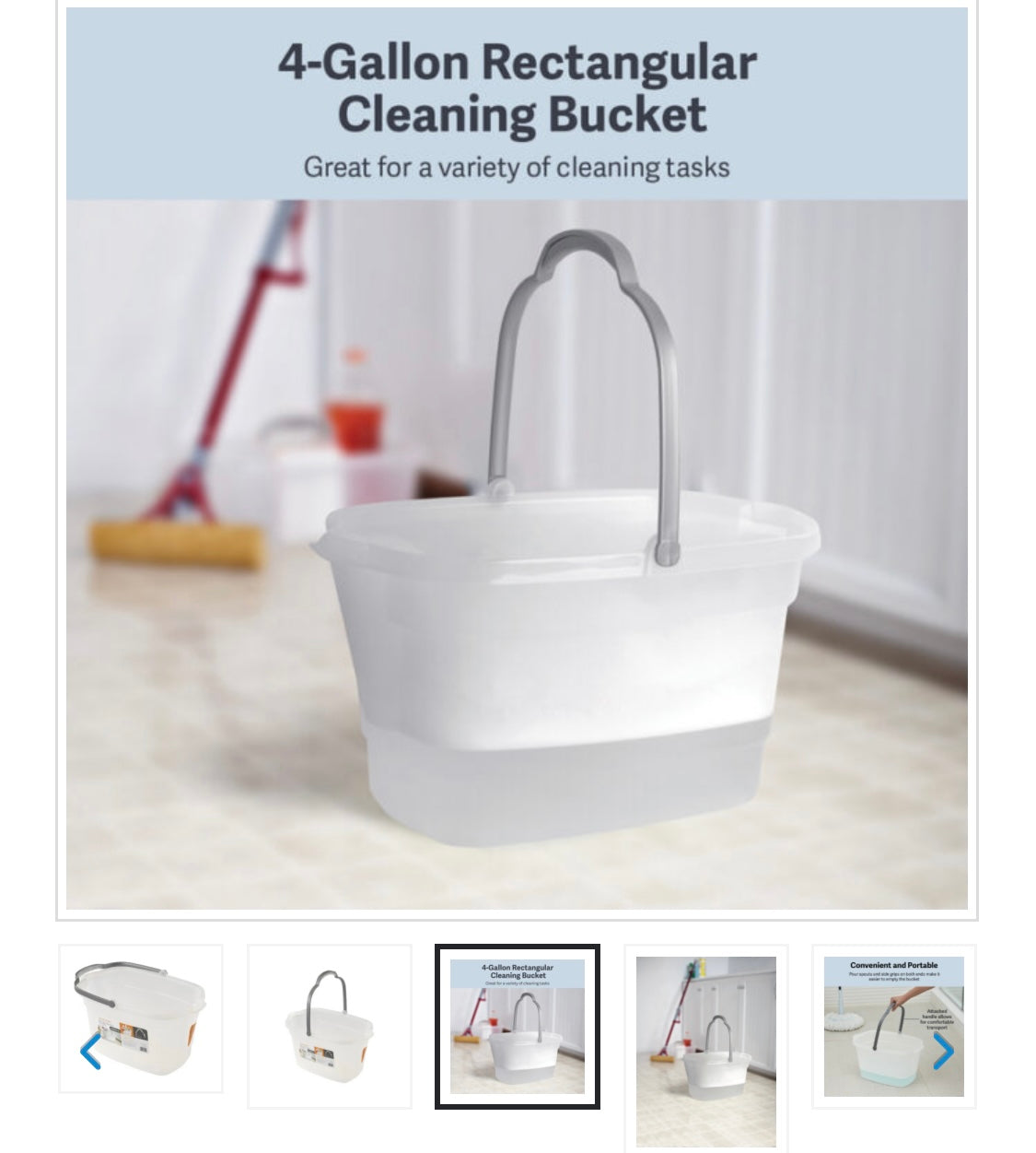 BUCKET RECTANGULAR 4gal – CASABELLA TRANSLUCENT/SILVER