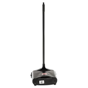 Rubbermaid Commercial Products Dustpan with Long Handle Plastic Black Compatible with Any Broom for Lobby/Restaurant/Office/Home/Dog Pooper Scooper 12.50" Wide